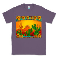 Lavender desert sunset with cactus sunflowers and leopard Classic Tee - Artiststas