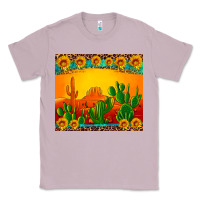 Lilac desert sunset with cactus sunflowers and leopard Classic Tee - Artiststas