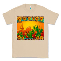 Mushroom desert sunset with cactus sunflowers and leopard Classic Tee - Artiststas