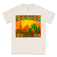Natural desert sunset with cactus sunflowers and leopard Classic Tee - Artiststas