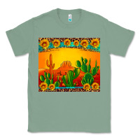 Sage desert sunset with cactus sunflowers and leopard Classic Tee - Artiststas