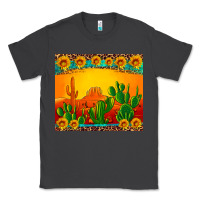 Smoke desert sunset with cactus sunflowers and leopard Classic Tee - Artiststas