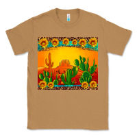 Toasted Coconut desert sunset with cactus sunflowers and leopard Classic Tee - Artiststas
