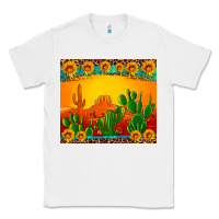 White desert sunset with cactus sunflowers and leopard Classic Tee - Artiststas