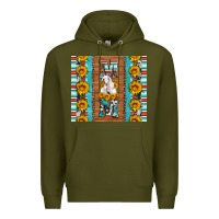 Army Green goat family mom sunflowers serape leopard cowhide tumbler Premium Hoodie - Artiststas