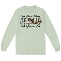 Matcha His Love is Strong Jesus His Grace is Free Long Sleeve Tee - CowhideDigitalArt