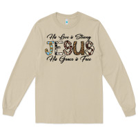 Mushroom His Love is Strong Jesus His Grace is Free Long Sleeve Tee - CowhideDigitalArt