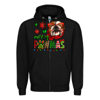 Black merry pawmas christmas bulldog Zipper Hoodie - Jasminsmagicworld