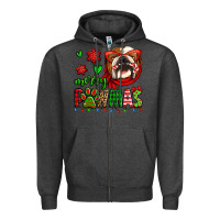 Charcoal Heather merry pawmas christmas bulldog Zipper Hoodie - Jasminsmagicworld