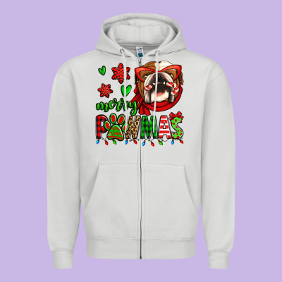 Merry Pawmas Christmas Bulldog Zipper Hoodie Designed By Jasminsmagicworld