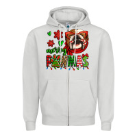 Dove Grey merry pawmas christmas bulldog Zipper Hoodie - Jasminsmagicworld