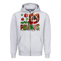 Heather Grey merry pawmas christmas bulldog Zipper Hoodie - Jasminsmagicworld