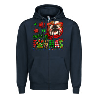 Navy merry pawmas christmas bulldog Zipper Hoodie - Jasminsmagicworld