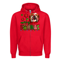 Red merry pawmas christmas bulldog Zipper Hoodie - Jasminsmagicworld