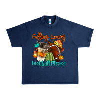 Navy Falling Leaves Football Please Urban Heavy Tee - LillyAllenDesigns