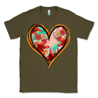 Army Green floral orange glitter heart Classic Tee - Jasminsmagicworld