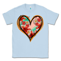 Dusty Blue floral orange glitter heart Classic Tee - Jasminsmagicworld