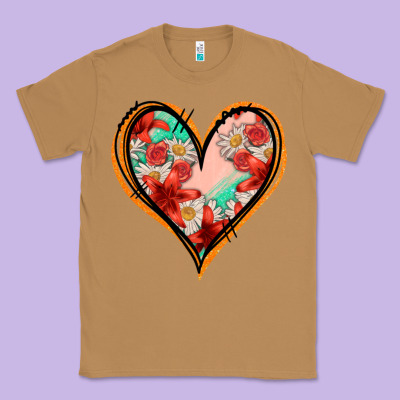 Floral Orange Glitter Heart Classic Tee Designed By Jasminsmagicworld