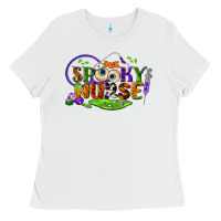 White one spooky nurse Ladies Tee - BundleAndBundleShop