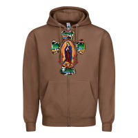 Chestnut Our Lady Of Guadalupe Cross Zipper Hoodie - RanaPortraitStore