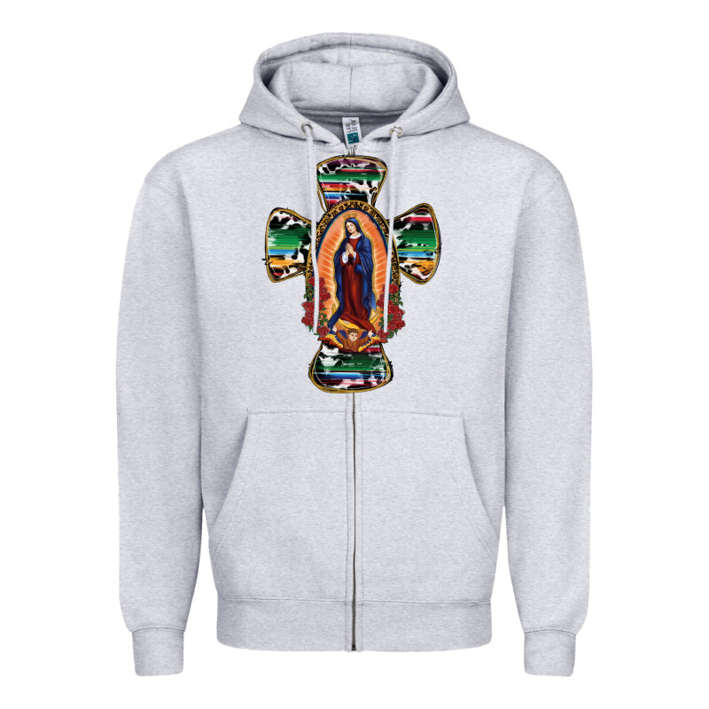 Our Lady Of Guadalupe Cross Zipper Hoodie by RanaPortraitStore | Teevron