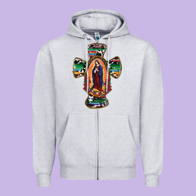 Our Lady Of Guadalupe Cross Zipper Hoodie Designed By Ranaportraitstore