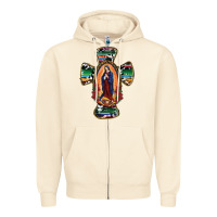 Sandshell Our Lady Of Guadalupe Cross Zipper Hoodie - RanaPortraitStore