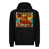 Black galloping horse serape sunflowers turquoise and saddles Premium Hoodie - Artiststas