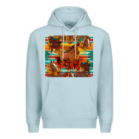 Blue Mist galloping horse serape sunflowers turquoise and saddles Premium Hoodie - Artiststas