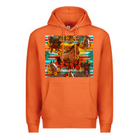 Carrot galloping horse serape sunflowers turquoise and saddles Premium Hoodie - Artiststas