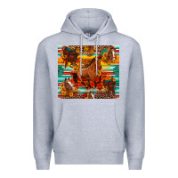 Heather Grey galloping horse serape sunflowers turquoise and saddles Premium Hoodie - Artiststas