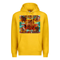 Lemon galloping horse serape sunflowers turquoise and saddles Premium Hoodie - Artiststas