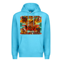 Ocean Blue galloping horse serape sunflowers turquoise and saddles Premium Hoodie - Artiststas