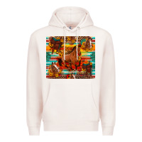 Pale Pink galloping horse serape sunflowers turquoise and saddles Premium Hoodie - Artiststas