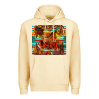 Pina Colada galloping horse serape sunflowers turquoise and saddles Premium Hoodie - Artiststas