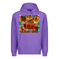 Purple galloping horse serape sunflowers turquoise and saddles Premium Hoodie - Artiststas