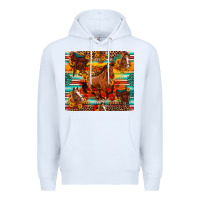 White galloping horse serape sunflowers turquoise and saddles Premium Hoodie - Artiststas