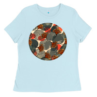 Baby Blue african fabric pattern round earrings 5 Ladies Tee - BundleAndBundleShop