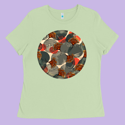 African Fabric Pattern Round Earrings 5 Ladies Tee Designed By Bundleandbundleshop