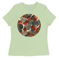 Matcha african fabric pattern round earrings 5 Ladies Tee - BundleAndBundleShop