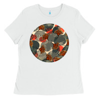 White african fabric pattern round earrings 5 Ladies Tee - BundleAndBundleShop