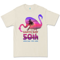 Bone earth day 50th anniversary pink flamingos sunset silhouette Premium Tee - linhVisuals