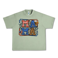 Oil Green Army Veteran mama leopard frame 4th of July Urban Heavy Tee - LillyAllenDesigns