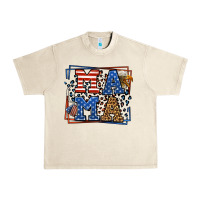 Sandshell Army Veteran mama leopard frame 4th of July Urban Heavy Tee - LillyAllenDesigns