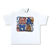 White Army Veteran mama leopard frame 4th of July Urban Heavy Tee - LillyAllenDesigns