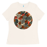 Bone african fabric pattern round earrings 5 Ladies Tee - BundleAndBundleShop