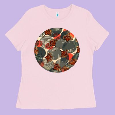 African Fabric Pattern Round Earrings 5 Ladies Tee Designed By Bundleandbundleshop