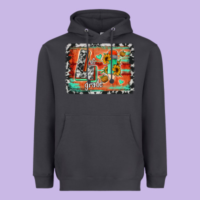 Western Back To School 4th Grade Heavyweight Hoodie Designed By Jasminsmagicworld