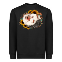 Black happy hedgehog sunflower leopard Heavyweight Sweatshirt - Jasminsmagicworld
