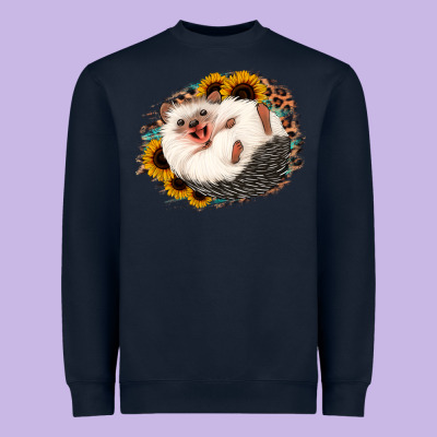 Happy Hedgehog Sunflower Leopard Heavyweight Sweatshirt Designed By Jasminsmagicworld